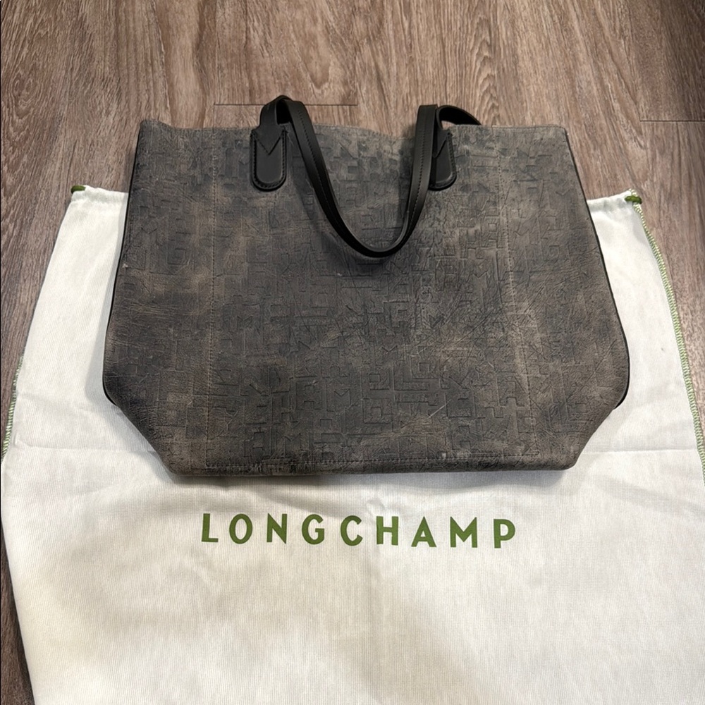 Longchamp Leather Gray Tote Bag